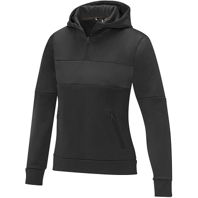 Sayan Kapuzenpullover mit halbem Reißverschluss für Damen, schwarz,  L