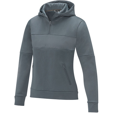 Sayan Kapuzenpullover mit halbem Reißverschluss für Damen, stahlgrau,  L