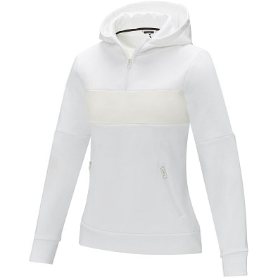 Sayan Kapuzenpullover mit halbem Reißverschluss für Damen, weiß,  L
