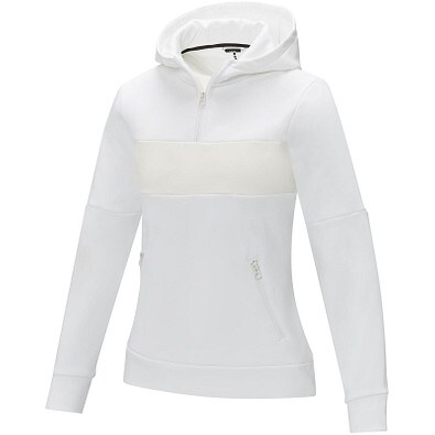 Sayan Kapuzenpullover mit halbem Reißverschluss für Damen, weiß,  XL