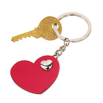 Schlüsselanhänger HEART-IN-HEART,rot, silber