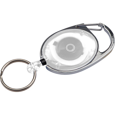 Schlüsselanhänger mit Karabiner und ausziehbarem Schlüsselring, weiß