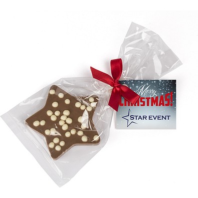 Schoko Weihnachtsstern, Rote Schleife, inkl. Druck