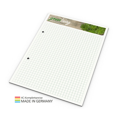 Geiger-Notes Schreibblock green+blue A5, 25 Blatt mit 2-fach Abheftlochung, inkl. Druck