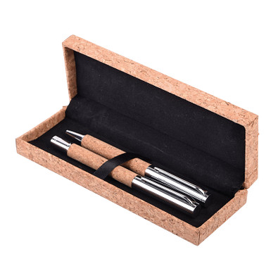 Schreibset CORK SIGNATURE,braun, silber