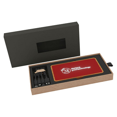 SCX.design P36 5000 mAh kabellose Powerbank mit Leuchtlogo, Mid red