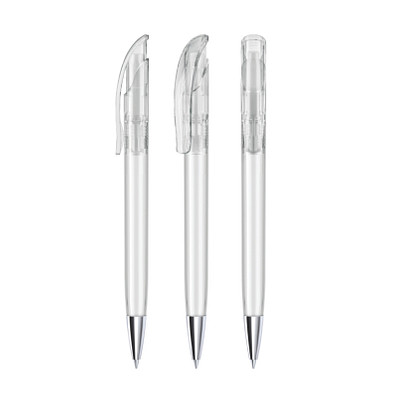 senator® Druckkugelschreiber Challenger Clear MT, blaue Mine, weiß