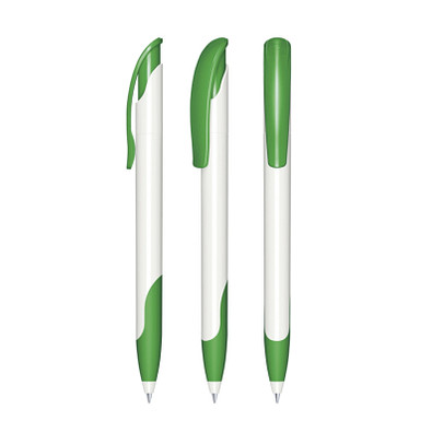 senator® Druckkugelschreiber Challenger Polished Basic SG, blaue Mine, weiß,grün 347