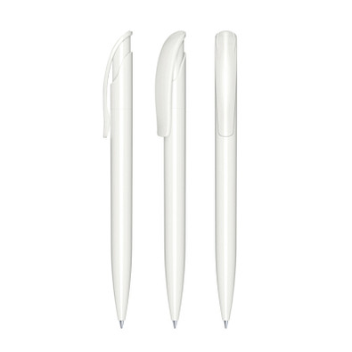 senator® Druckkugelschreiber Challenger Polished, blaue Mine, weiß