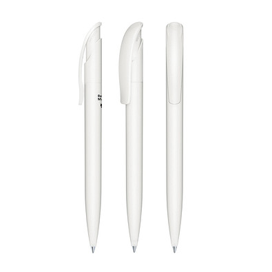 senator® Druckkugelschreiber Challenger Matt Recycled, blaue Mine, weiß