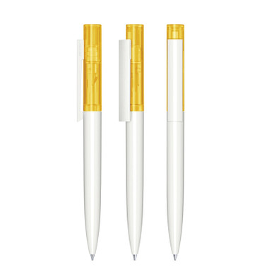 senator® Drehkugelschreiber Headliner Clear, blaue Mine, weiß,gelb 7408