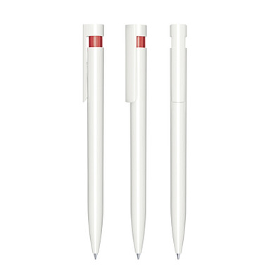 senator® Druckkugelschreiber Liberty Polished Basic, blaue Mine, weiß/rot 186