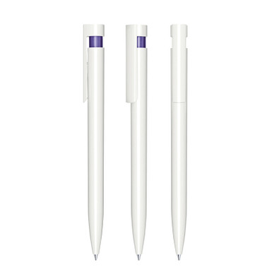 senator® Druckkugelschreiber Liberty Polished Basic, blaue Mine, weiß/violett 267