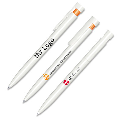 senator® Druckkugelschreiber Liberty Polished Basic, blaue Mine, weiß/orange 151