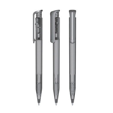 senator® Druckkugelschreiber Super Hit Clear, blaue Mine, grau cool gray 9