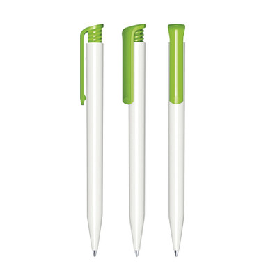 senator® Druckkugelschreiber Super Hit Polished Basic, blaue Mine, weiß,grün 376