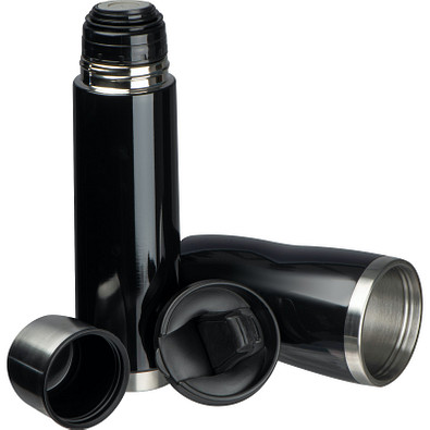 Set aus Isolierflasche und Thermobecher Split,schwarz