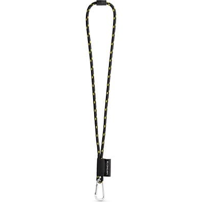 SET Lanyard NAUTIC Long (Ø 7 mm) mit 55 mm D-förmigem Karabiner und Ø 7 mm Sicherheitsverschluss, Schwarz/Gelb