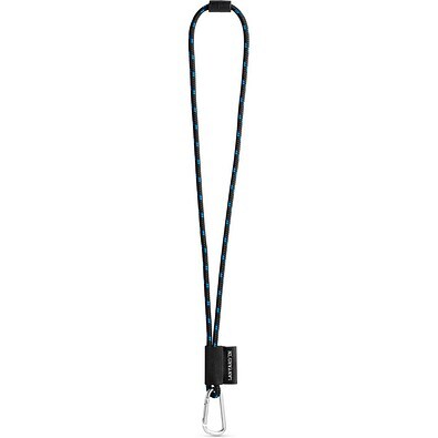 SET Lanyard NAUTIC Long (Ø 7 mm) mit 55 mm D-förmigem Karabiner und Ø 7 mm Sicherheitsverschluss, Schwarz/Königsblau