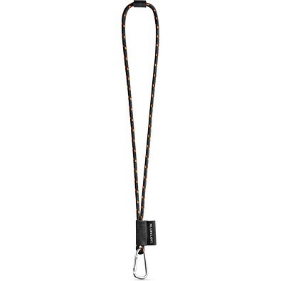 SET Lanyard NAUTIC Long (Ø 7 mm) mit 55 mm D-förmigem Karabiner und Ø 7 mm Sicherheitsverschluss, Schwarz/Orange