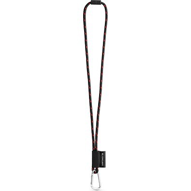 SET Lanyard NAUTIC Long (Ø 7 mm) mit 55 mm D-förmigem Karabiner und Ø 7 mm Sicherheitsverschluss, Schwarz/Rot