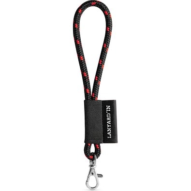 SET Lanyard NAUTIC Short (Ø 7 mm) Set mit 9 mm Schnappkarabiner, Schwarz/Rot