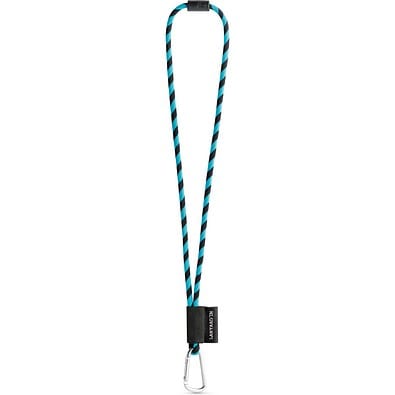 SET Lanyard TUBE Long (Ø 7 mm) mit 55 mm D-förmigem Karabiner und Ø 7 mm Sicherheitsverschluss, 353 - Schwarz/Hellblau