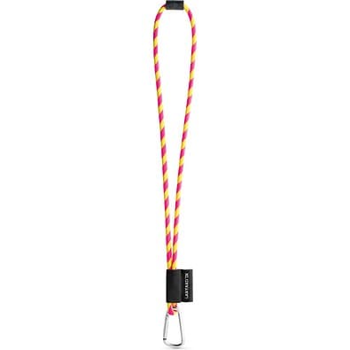 SET Lanyard TUBE Long (Ø 7 mm) mit 55 mm D-förmigem Karabiner und Ø 7 mm Sicherheitsverschluss, Gelb Hexachrome/Rosa Hexachrome
