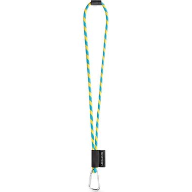 SET Lanyard TUBE Long (Ø 7 mm) mit 55 mm D-förmigem Karabiner und Ø 7 mm Sicherheitsverschluss, Gelb/Hellblau