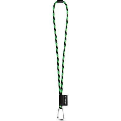 SET Lanyard TUBE Long (Ø 7 mm) mit 55 mm D-förmigem Karabiner und Ø 7 mm Sicherheitsverschluss, Grün Hexachrome/Schwarz