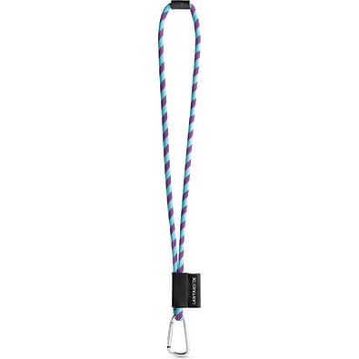 SET Lanyard TUBE Long (Ø 7 mm) mit 55 mm D-förmigem Karabiner und Ø 7 mm Sicherheitsverschluss, Lila/Hellblau