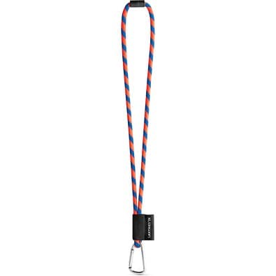 SET Lanyard TUBE Long (Ø 7 mm) mit 55 mm D-förmigem Karabiner und Ø 7 mm Sicherheitsverschluss, Orange Hexachrome/Königsblau
