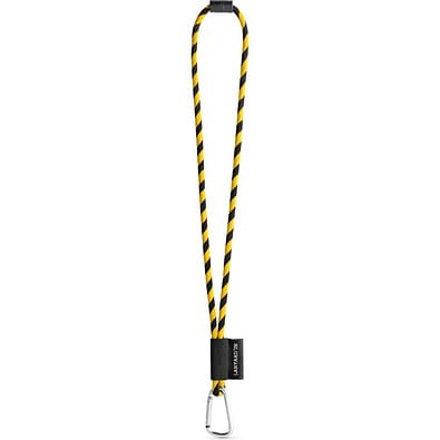 SET Lanyard TUBE Long (Ø 7 mm) mit 55 mm D-förmigem Karabiner und Ø 7 mm Sicherheitsverschluss, Schwarz/Gelb