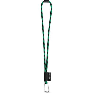 SET Lanyard TUBE Long (Ø 7 mm) mit 55 mm D-förmigem Karabiner und Ø 7 mm Sicherheitsverschluss, Schwarz/Grün