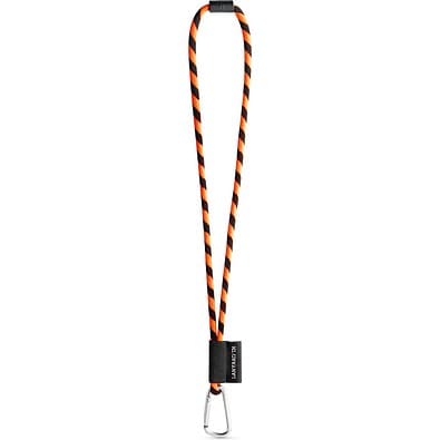 SET Lanyard TUBE Long (Ø 7 mm) mit 55 mm D-förmigem Karabiner und Ø 7 mm Sicherheitsverschluss, Schwarz/Orange