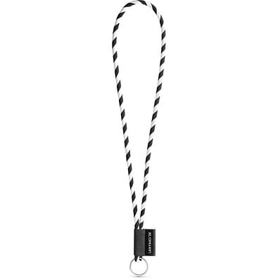 SET Lanyard TUBE Long (Ø 7 mm) mit Ring Ø 32 mm, Schwarz/Weiß