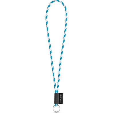 SET Lanyard TUBE Long (Ø 7 mm) mit Ring Ø 32 mm, Weiß/hellblau