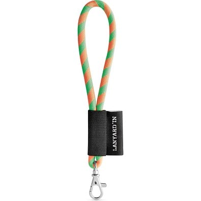 SET Lanyard TUBE Short (Ø 7 mm) mit 9 mm Schnapperkarabiner, Grün Hexachrome/Orange