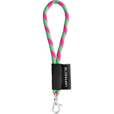 SET Lanyard TUBE Short (Ø 7 mm) mit 9 mm Schnapperkarabiner, Grün Hexachrome/Rosa Hexachrome