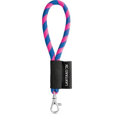 SET Lanyard TUBE Short (Ø 7 mm) mit 9 mm Schnapperkarabiner, Rosa Hexachrome/Königsblau