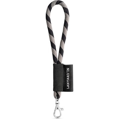 SET Lanyard TUBE Short (Ø 7 mm) mit 9 mm Schnapperkarabiner, Schwarz/Grau