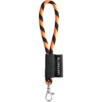 SET Lanyard TUBE Short (Ø 7 mm) mit 9 mm Schnapperkarabiner, Schwarz/Orange