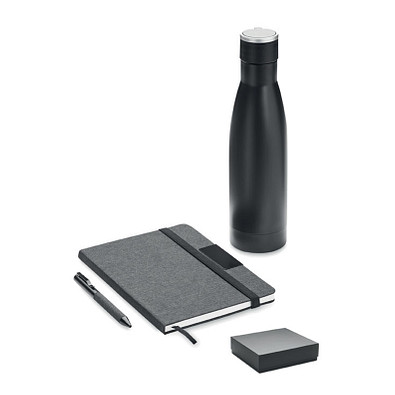 Set Notizbuch mit Flasche YOKOSO, Schwarz
