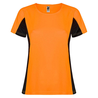 Shanghai Sport T-Shirt für Damen, Fluor Orange / schwarz, XL