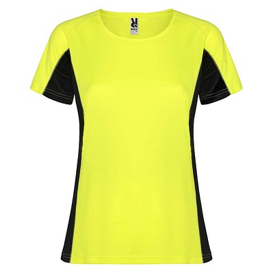 Shanghai Sport T-Shirt für Damen, Fluor Yellow / schwarz, 2XL