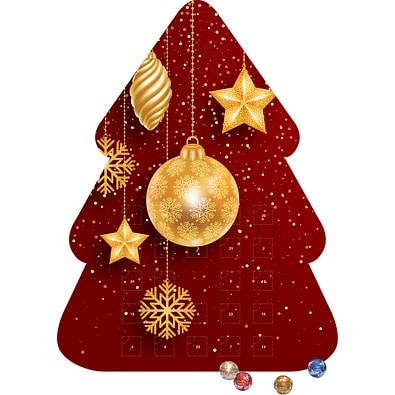 Shape Adventskalender Tannenbaum, Lindt LINDOR Minikugeln, Christbaumkugeln Gold