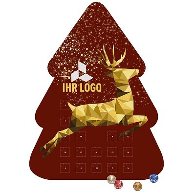 Shape Adventskalender Tannenbaum, Lindt LINDOR Minikugeln, Rentier, Gold