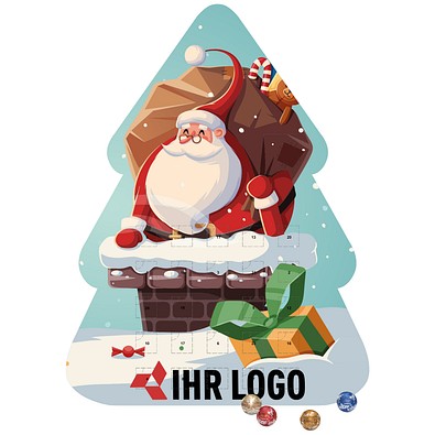 Shape Adventskalender Tannenbaum, Lindt LINDOR Minikugeln, Weihnachtsmann im Kamin