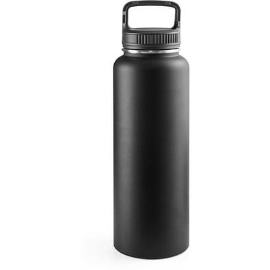 SINNER. Flasche aus 90% recyceltem Edelstahl mit einem großen Fassungsvermögen von bis zu 1200 ml, Schwarz