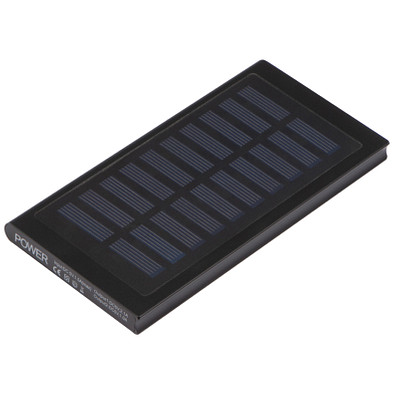 Solar-Powerbank aus Metall, 8.000 mAh, schwarz